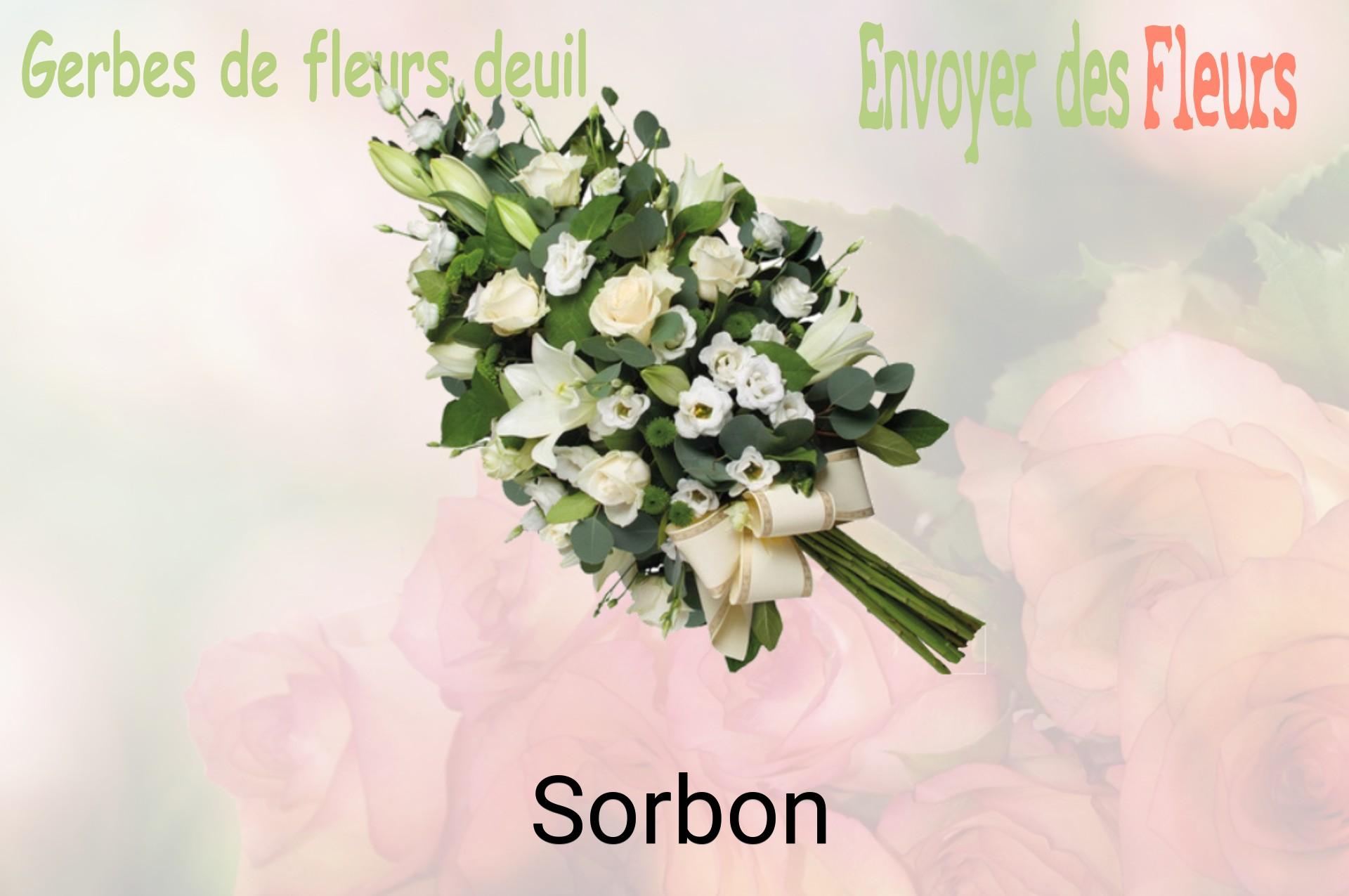 Gerbe de fleurs de deuil livrée à Sorbon